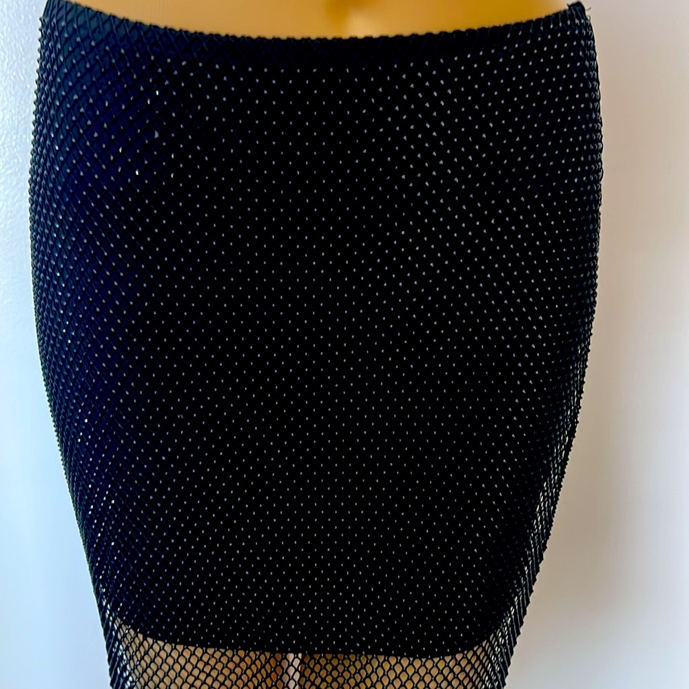 New Windsor Party Mood Rhinestone Sheer Fishnet Mini Skirt - Picture 6 of 8